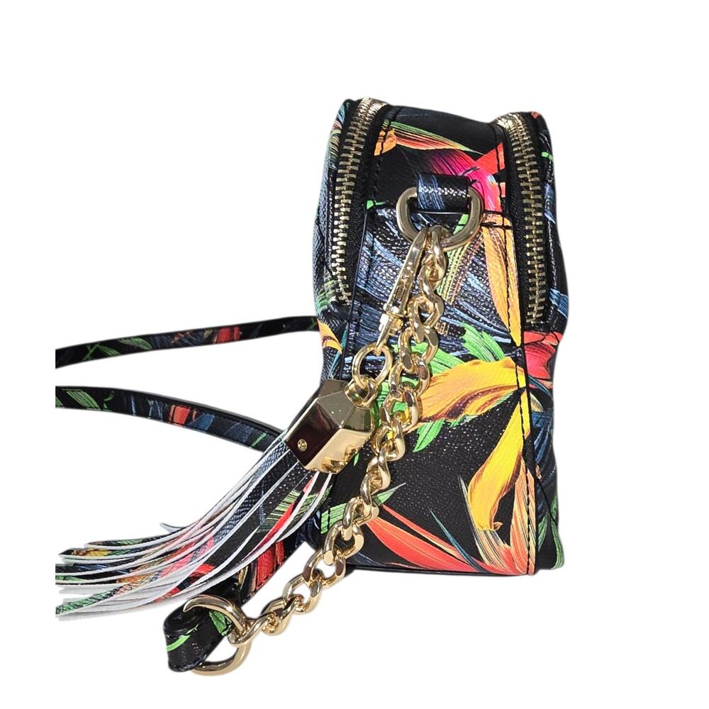 ALDO Tropical Crossbody Bag NWOT – Floral Print, Double Zip, Tassel, Chain Strap - Picture 5 of 9